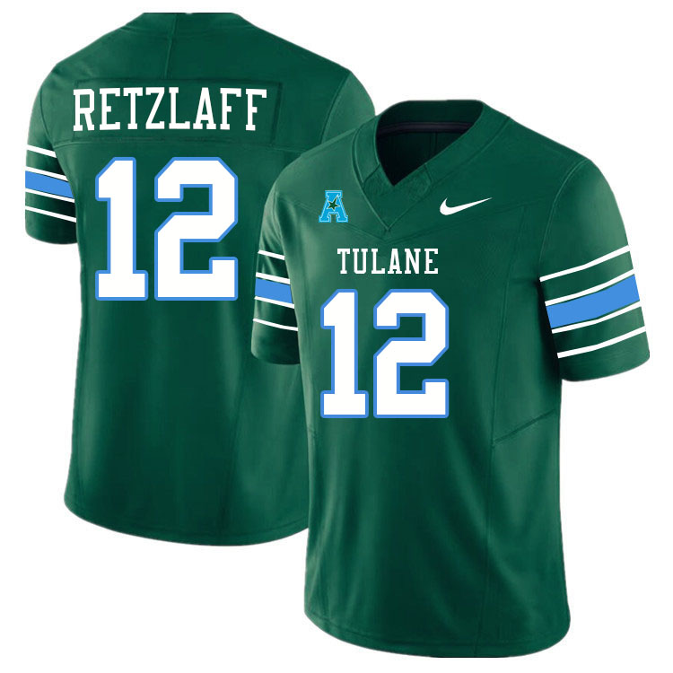 #12 Jake Retzlaff Tulane Green Wave Jersey College Football Uniforms,Apparels Stitched-Green